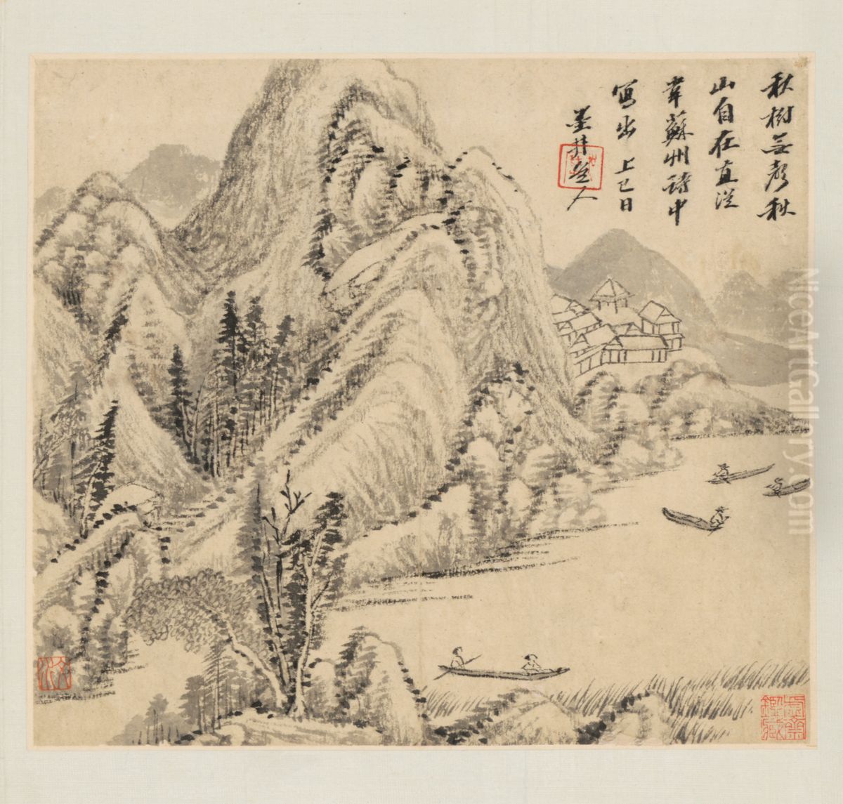 <<wu li shan shui tu ce>> Oil Painting by Wu Li