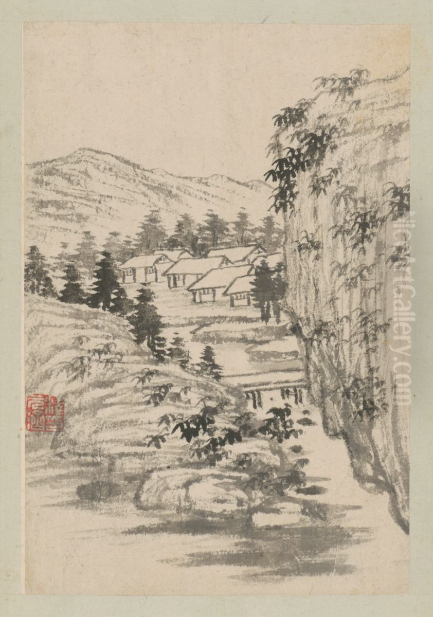 <<yuan ji shan shui tu ce>> Oil Painting by Shitao Daoji