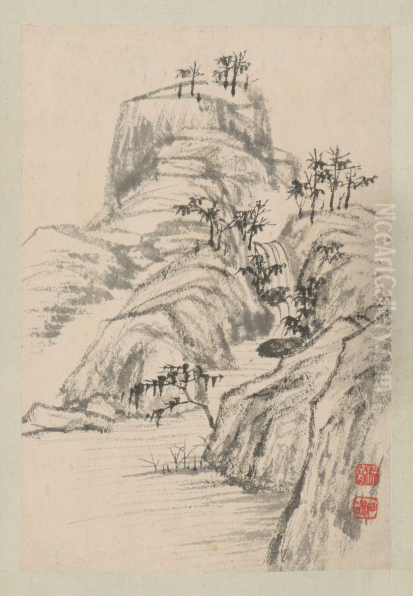 <<yuan ji shan shui tu ce>> Oil Painting by Shitao Daoji