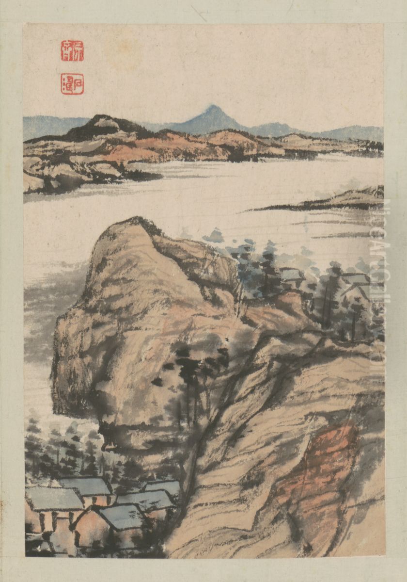 <<yuan ji shan shui tu ce>> Oil Painting by Shitao Daoji