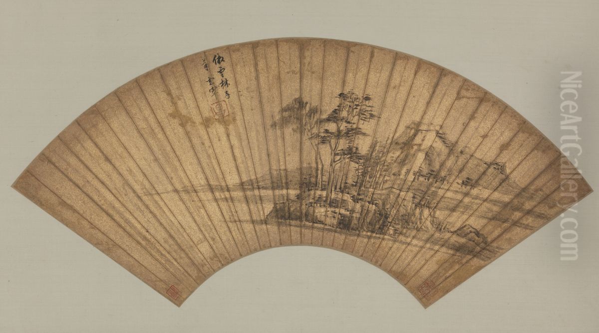 <<dong qi chang fang ni zan shan shui shan>> Oil Painting by Dong Qichang