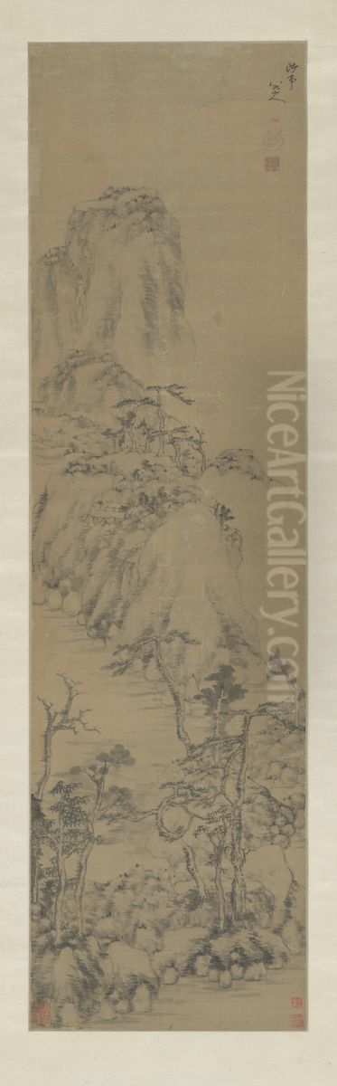 <<zhu da shan shui zhou>> Oil Painting by Bada Shanren