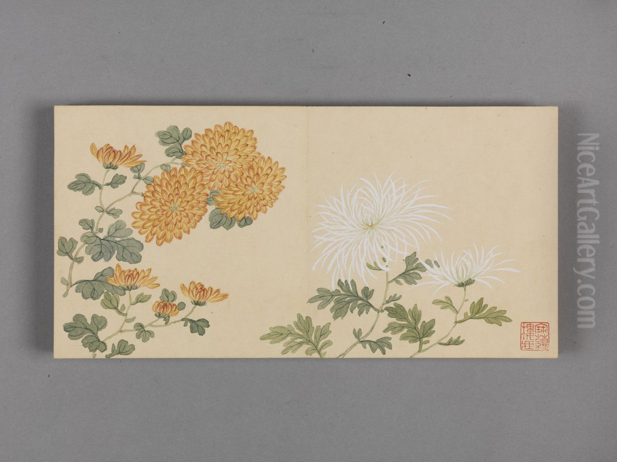 <<dong gao tao li yi shou tu xiao ce>> Oil Painting by Dong Gao