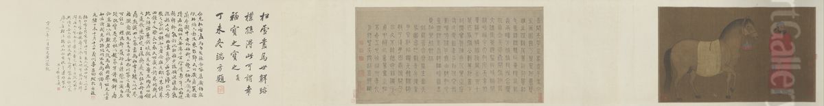 <<zhao meng fu tian ma tu bing shu ge juan>> Oil Painting by Zhao Mengfu