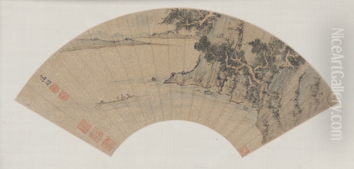 <<wen zheng ming chi bi tu shan ye>> Oil Painting by Wen Zhengming