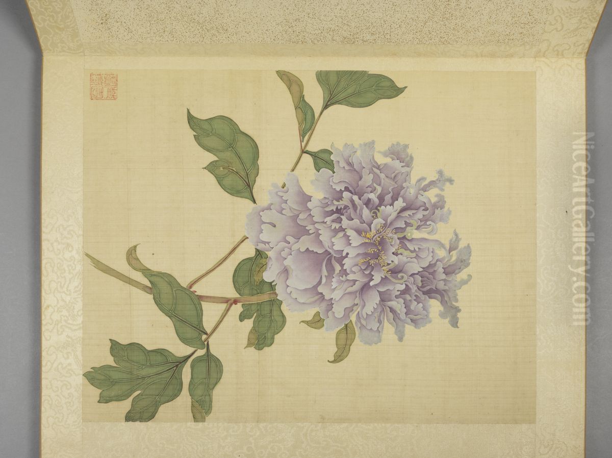 <<jiang ting xi mu dan shi liu zhong ce>> Oil Painting by Jiang Tingxi