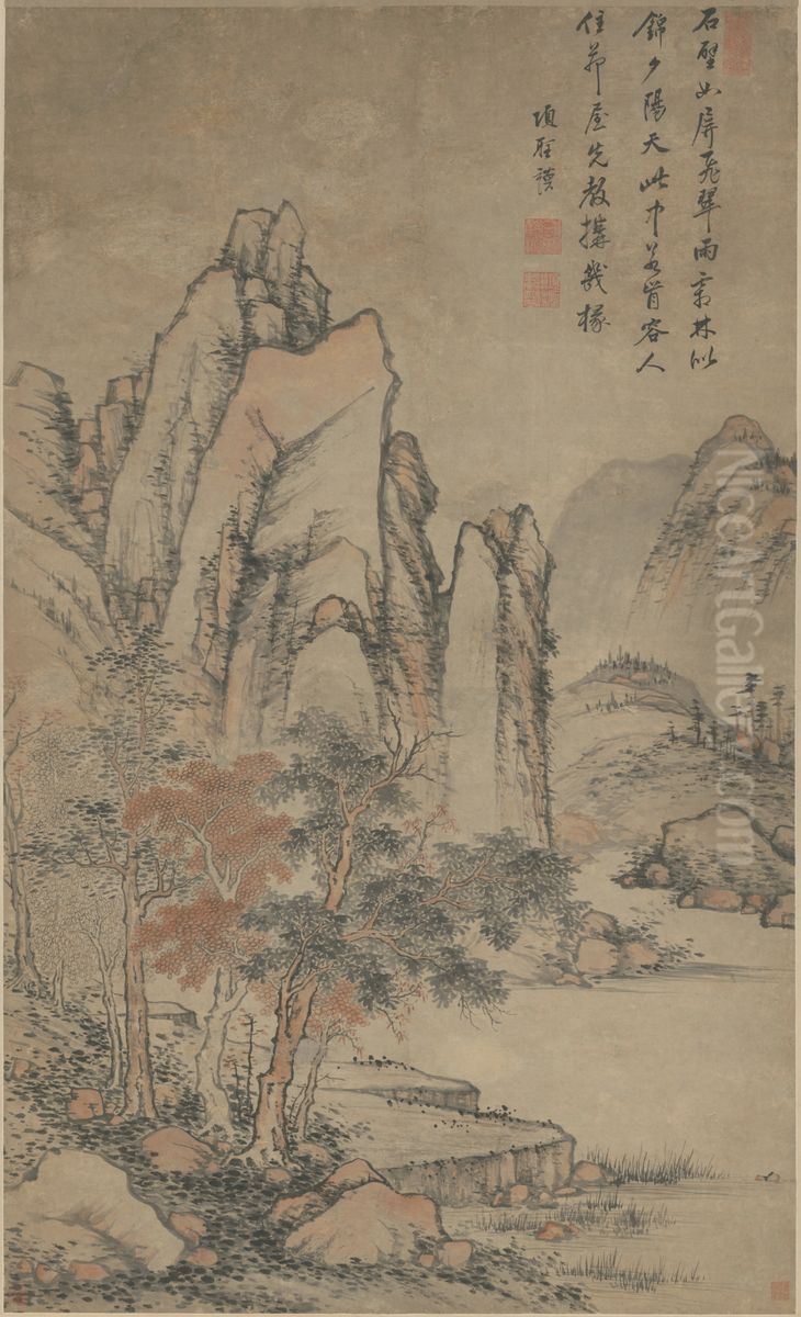 <<xiang sheng mo fang song ren shan shui zhou>> Oil Painting by Xiang Shengmo