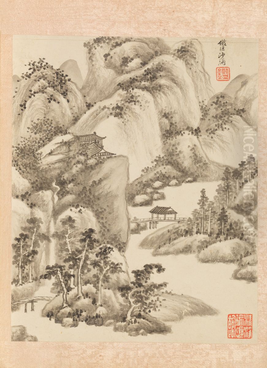 <<wang jian fang song yuan shan shui ce>> Oil Painting by Wang Jian