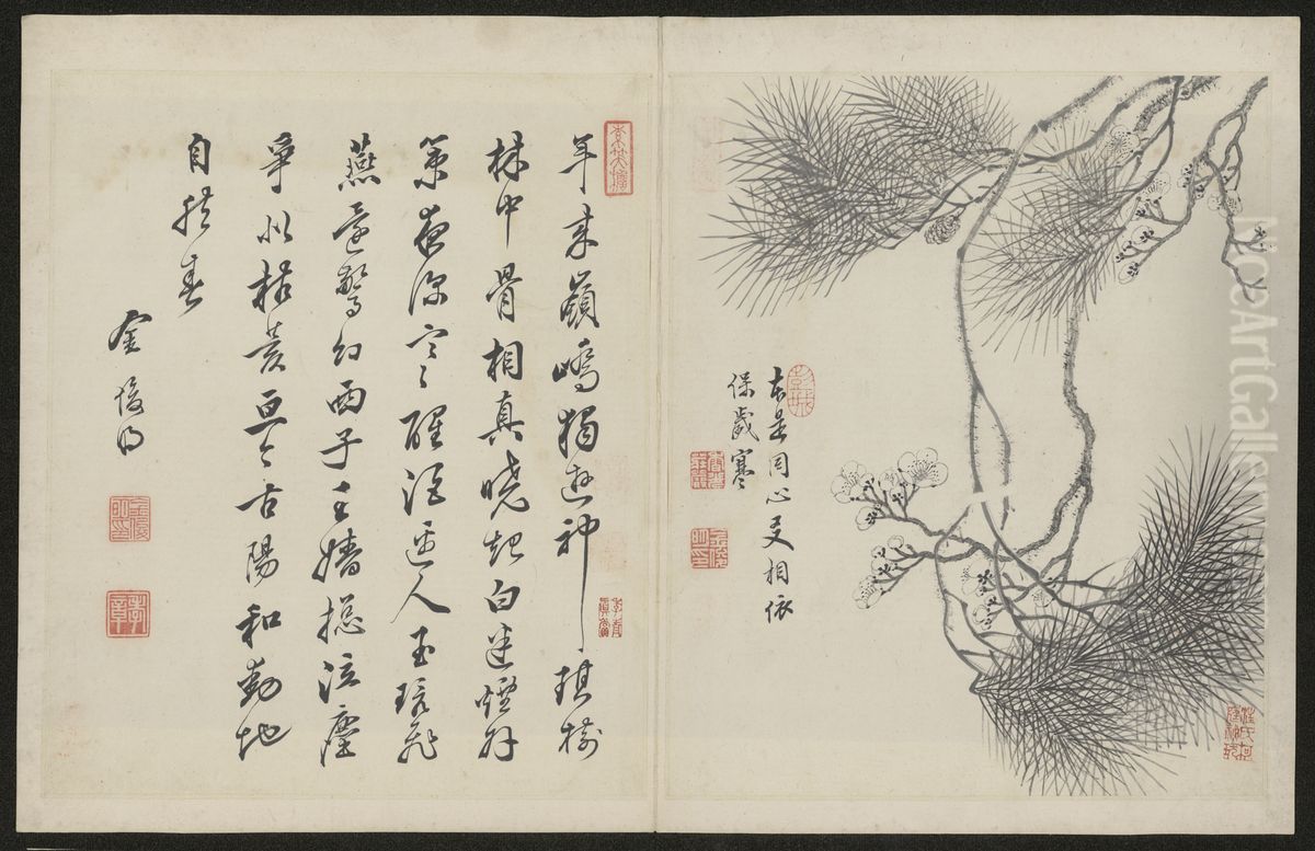 <<jin jun ming mei hua tu ce>> Oil Painting by Jin Junming