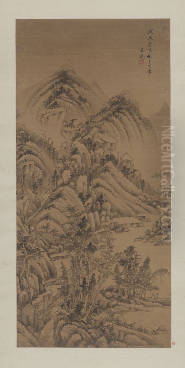 <<wang jian fang zi jiu shan shui zhou>> Oil Painting by Wang Jian