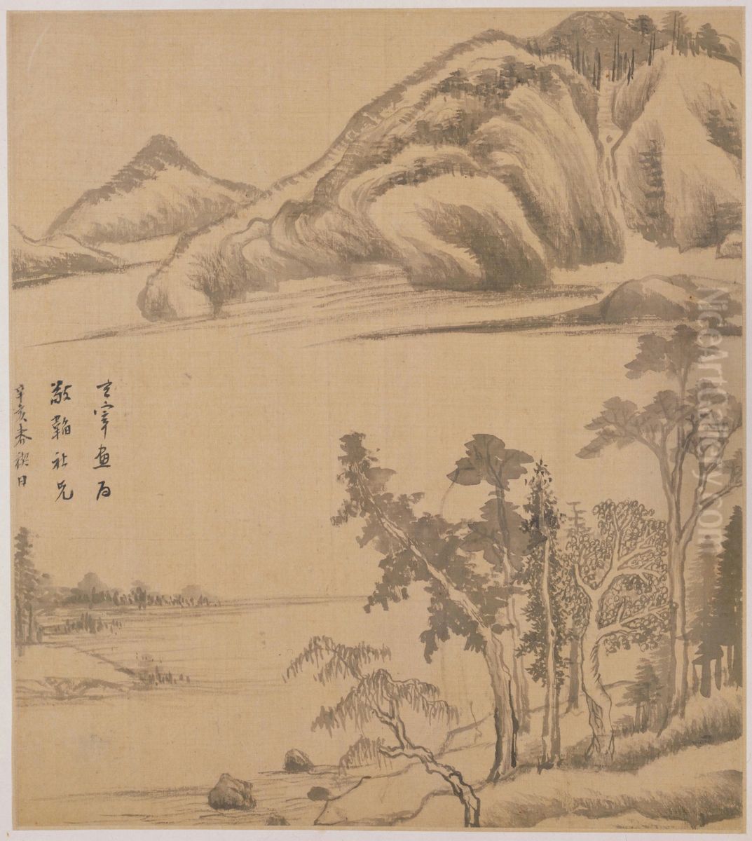 <<dong qi chang shan shui tu ce>> Oil Painting by Dong Qichang