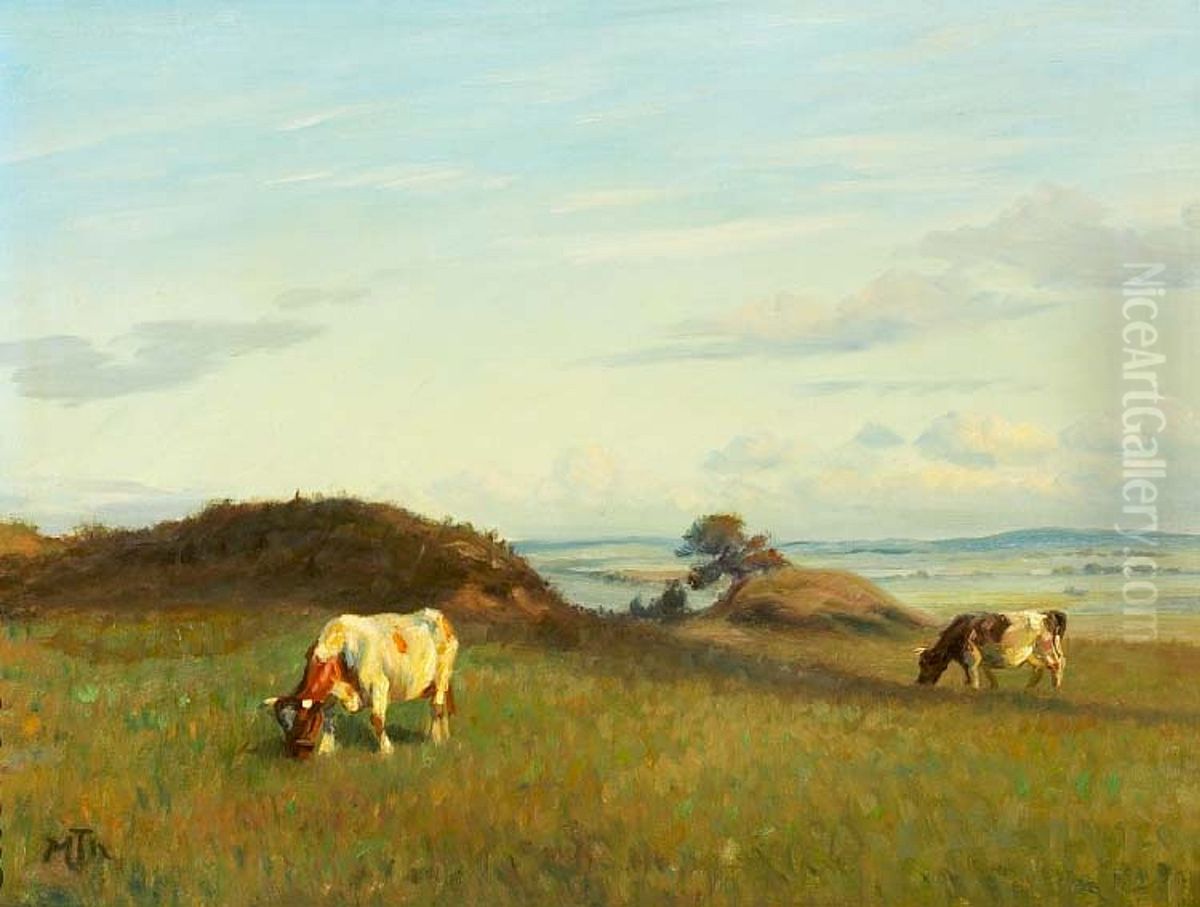 Cows in the fields. Oil Painting by Hans Michael Therkildsen