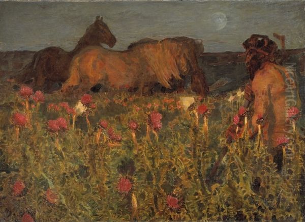 Night Oil Painting by Mikhail Vrubel