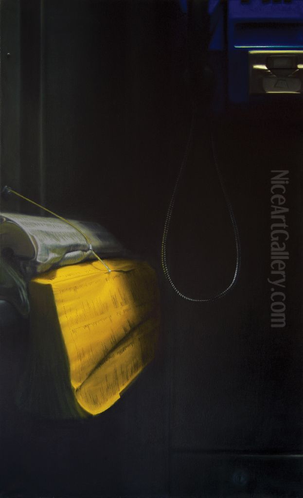 Phone Box Oil Painting by Michal Ozibko