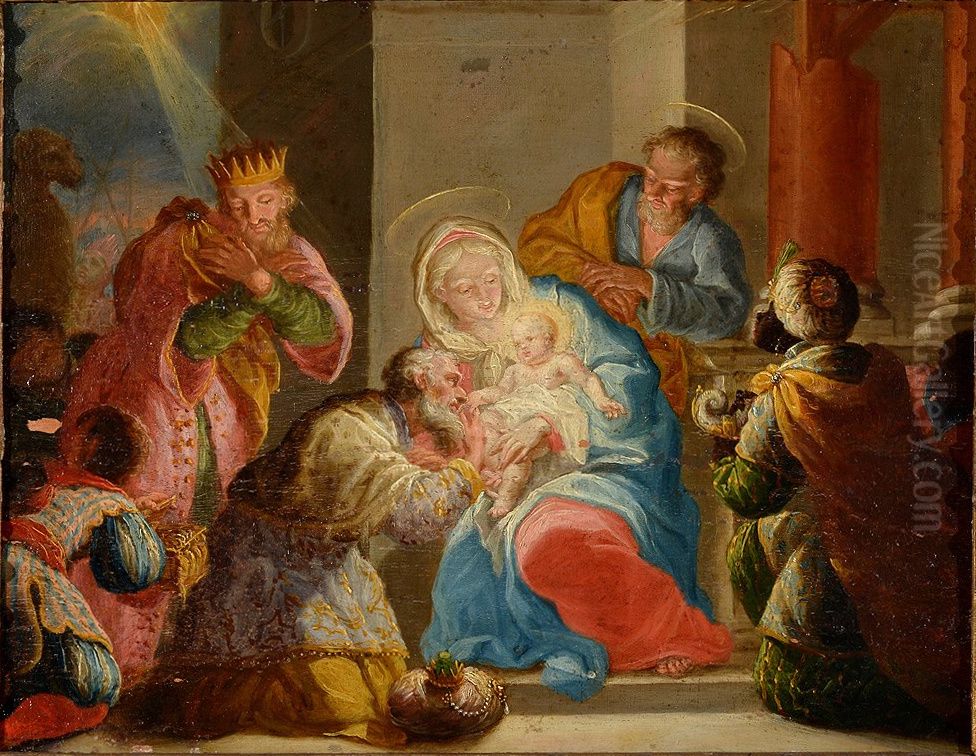 Adoration of the Magi Oil Painting by Michelangelo Unterberger