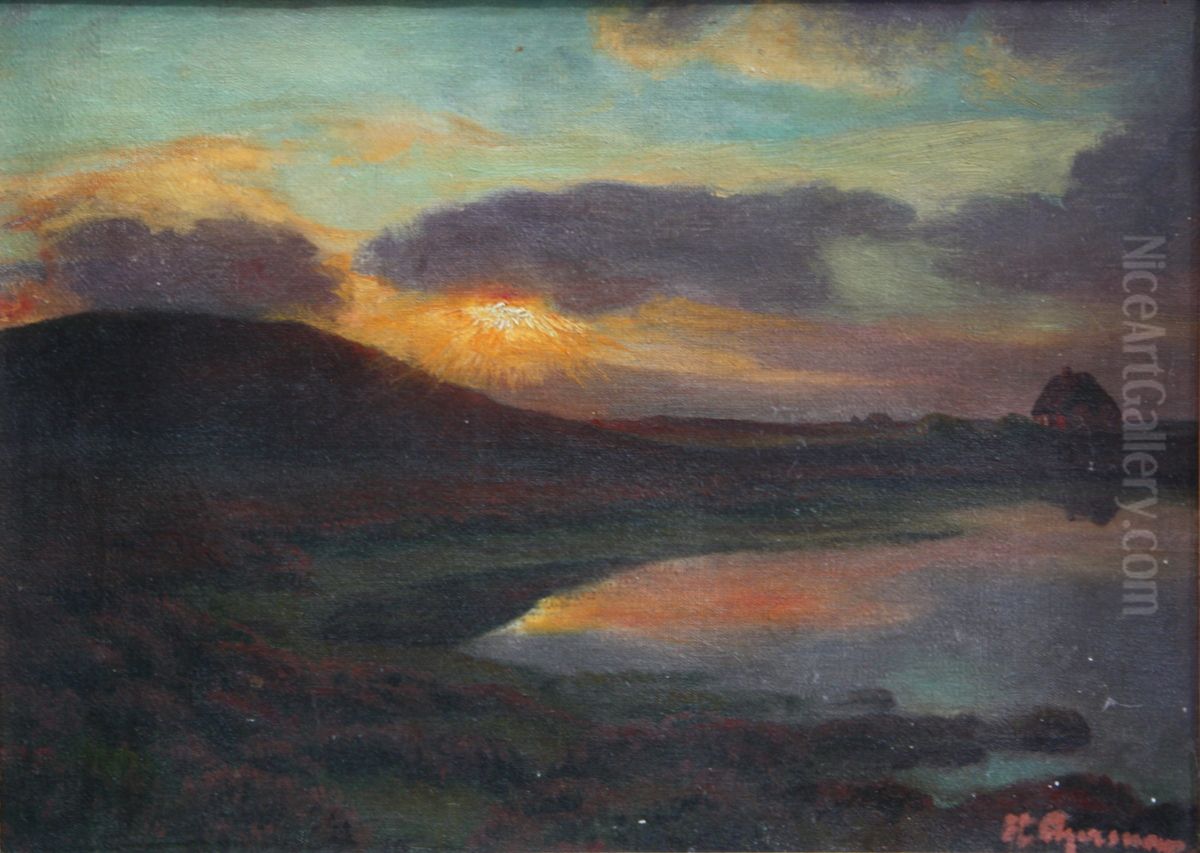 Evening sun over the dunes, Fano. Oil Painting by Hans Agersnap