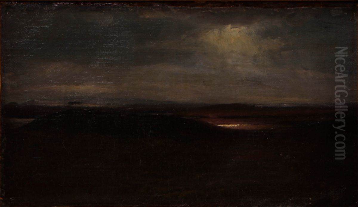 Heath landscape, evening. Oil Painting by Hans Agersnap