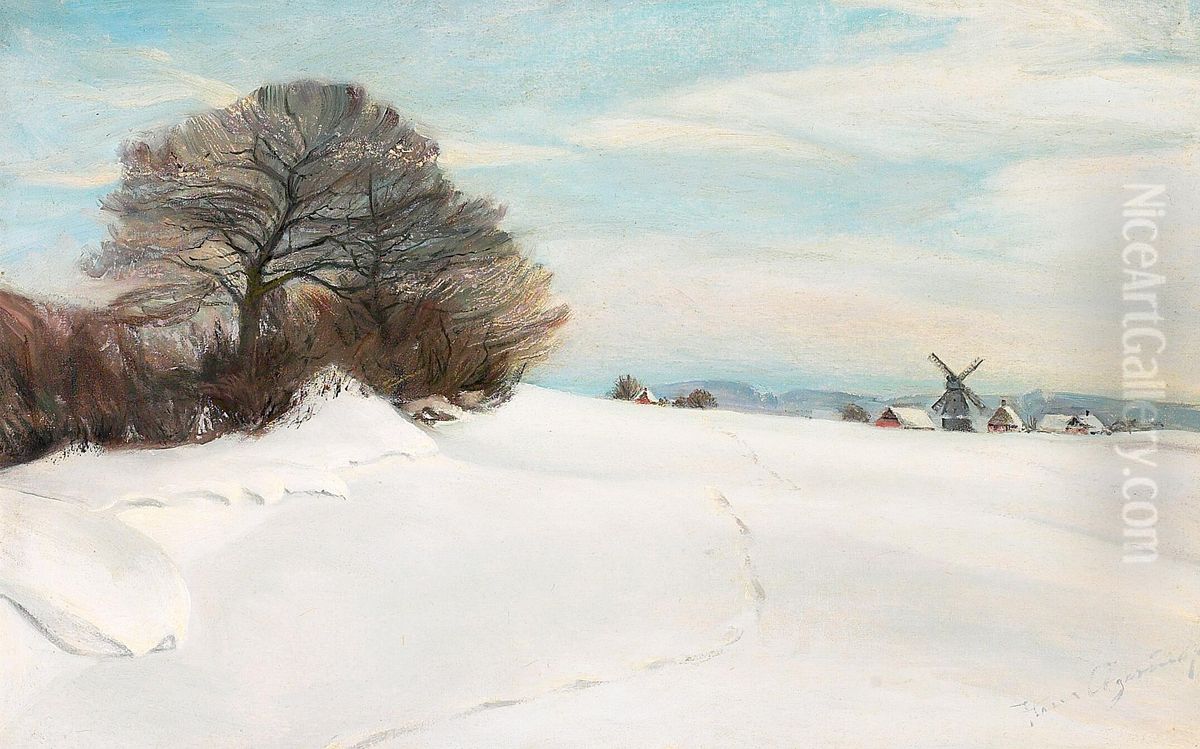 Korshauge Mill. Oil Painting by Hans Agersnap