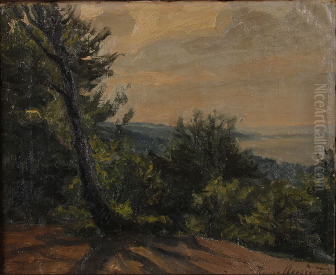 Landscape. (29 x 35 cm). Oil Painting by Hans Agersnap