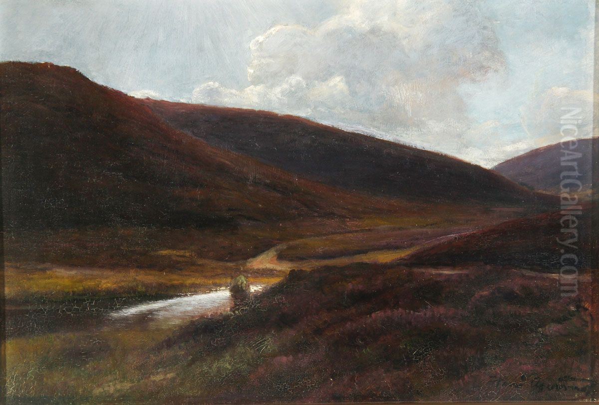 Landscape at Dover Bakker near Foldingbro. Oil Painting by Hans Agersnap