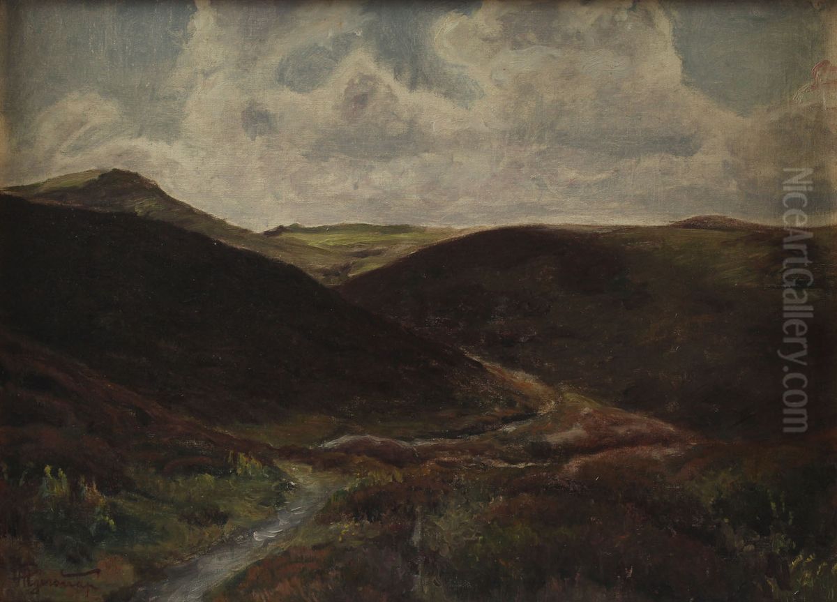 Landscape. (40 x 48 cm). Oil Painting by Hans Agersnap