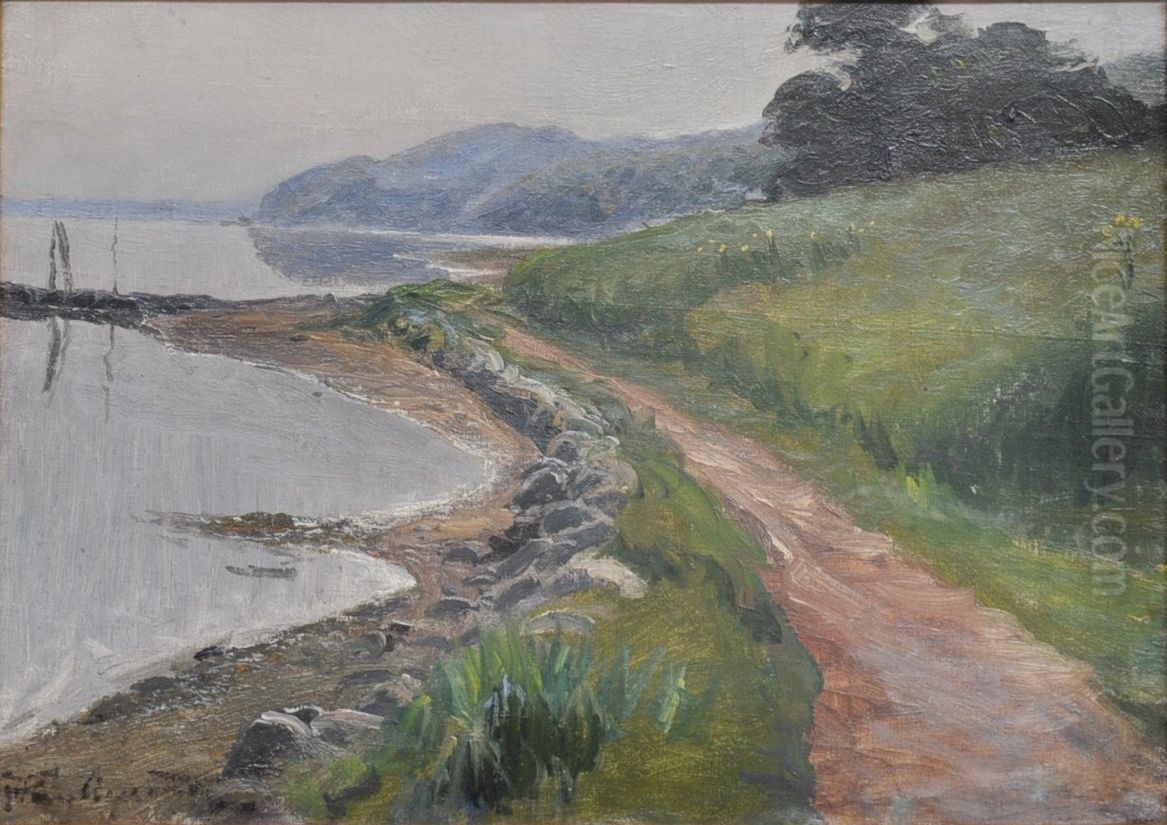 Morning at Vejle fjord. Oil Painting by Hans Agersnap