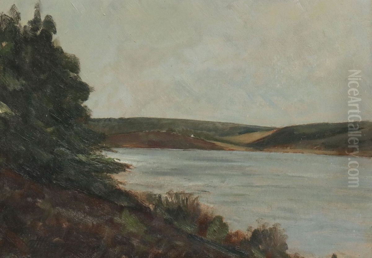 A heath landscape with hills. Oil Painting by Hans Agersnap