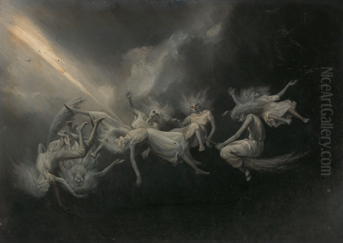 Lightning Struck a Flock of Witches Oil Painting by William Holbrook Beard