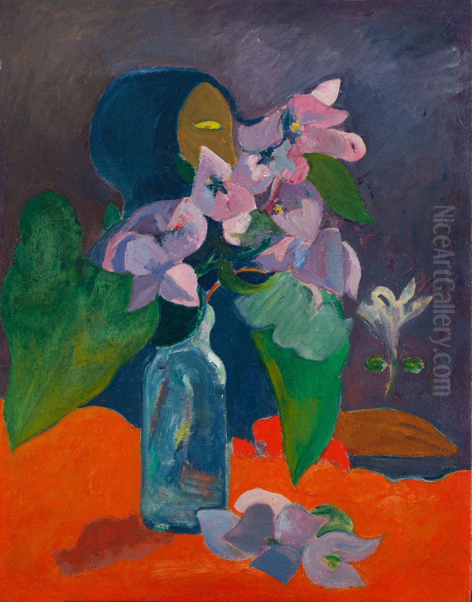 Nature morte aux fleurs et a l'idole Oil Painting by Paul Gauguin