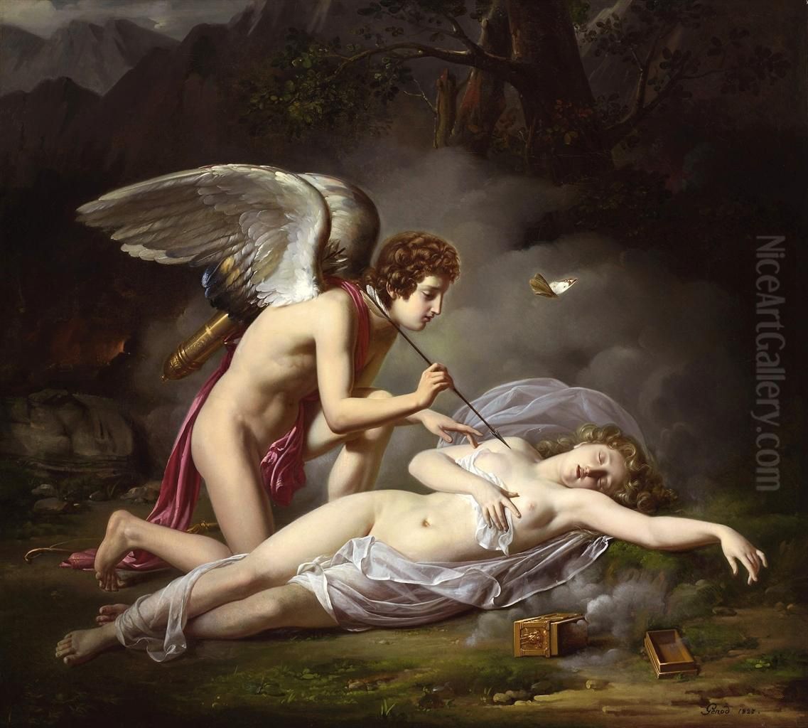 Amour and Psyche Oil Painting by Michel Philebert Genod