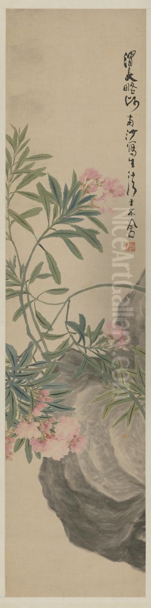 <<ren xiong hua hui ping-kui hua xuan cao>> Oil Painting by Ren Xiong