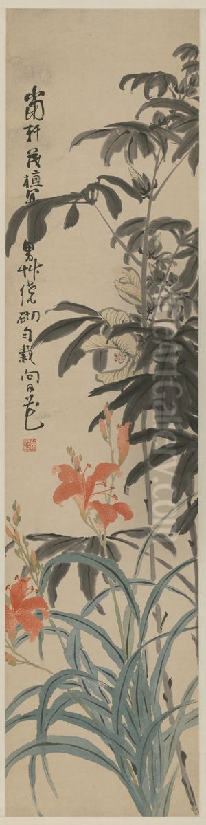 <<ren xiong hua hui ping-jia zhu tao>> Oil Painting by Ren Xiong