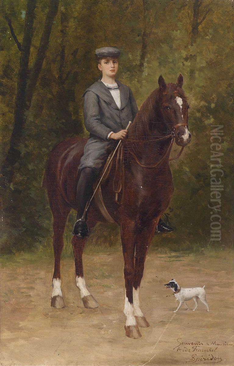 Oskar von Fraenkel (1887-1940) zu Pferd Oil Painting by Ignace Spiridon