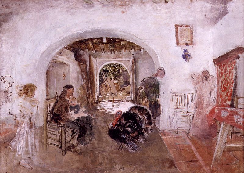 Interior de alqueria valenciana Oil Painting by Ignacio Pinazo Camarlench