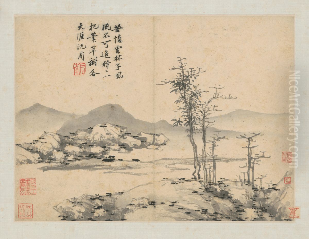 <<chen zhou wo you tu ce-fang ni shan shui>> Oil Painting by Shen Zhou