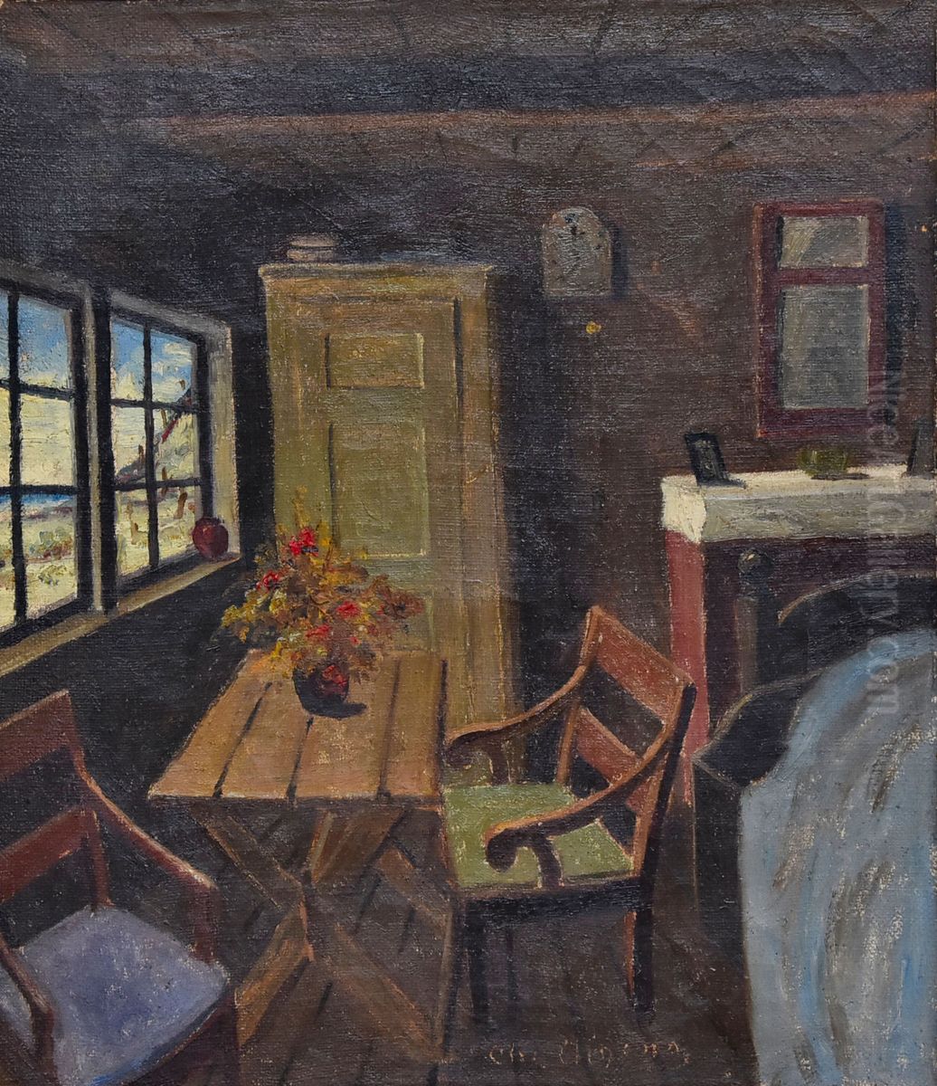 Rural interior. (60 x 52 cm). Oil Painting by Christian Aigens