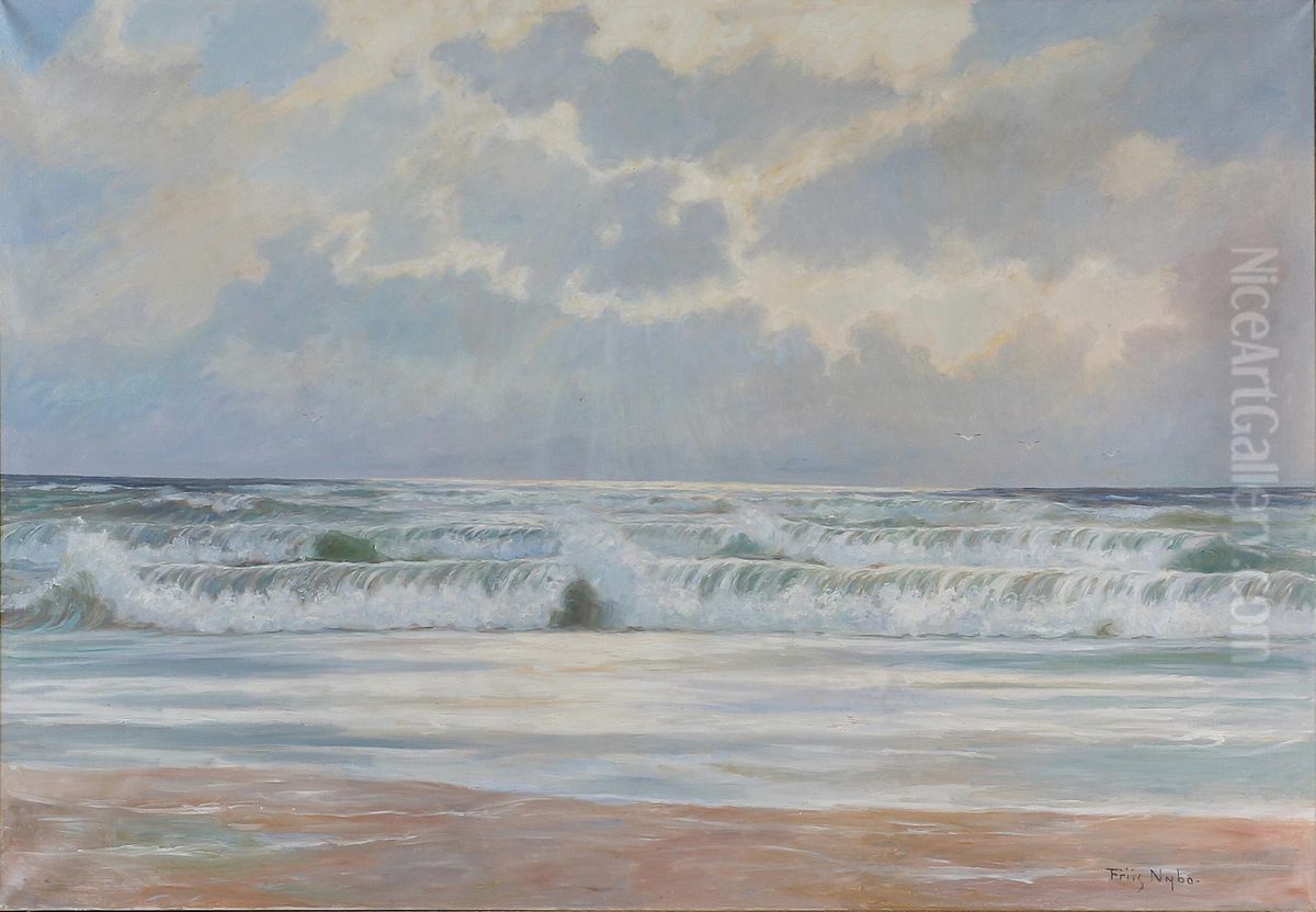Surf Oil Painting by Poul Friis Nybo