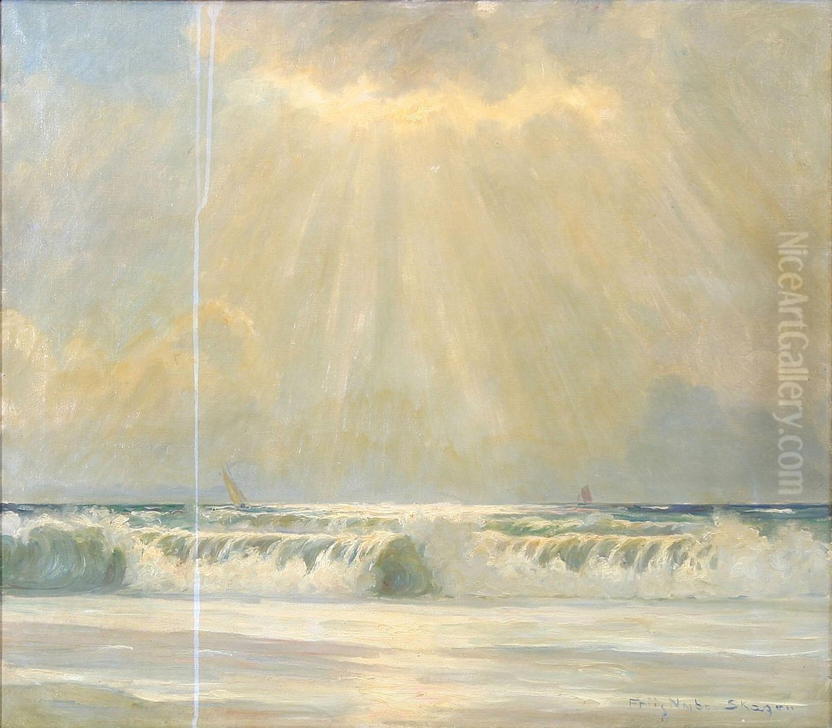 The beach at Skagen. Oil Painting by Poul Friis Nybo