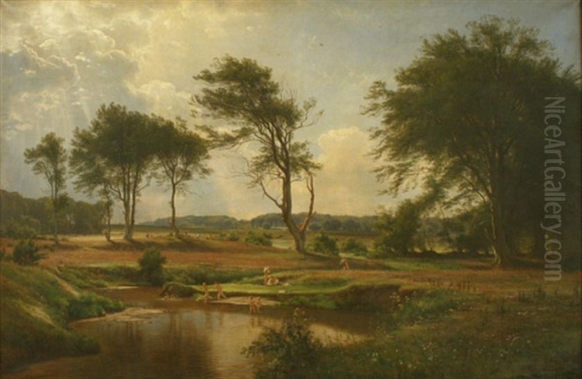 A Danish landscape. Oil Painting by Carl Frederik Aagaard