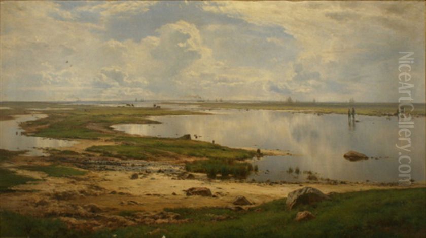 Strandparti fra Saltholm. Oil Painting by Carl Frederik Aagaard