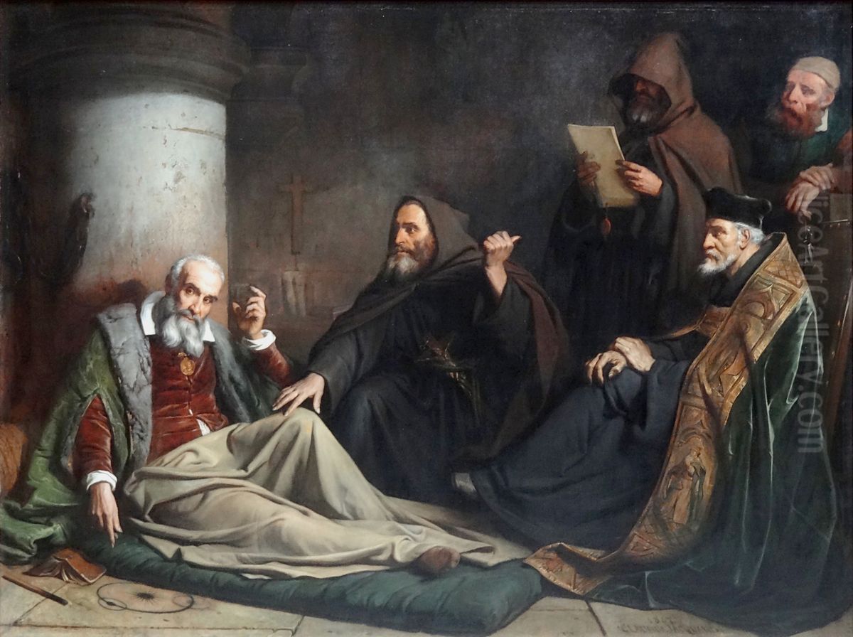 Galilee avant son abjuration Oil Painting by Claudius Jacquand