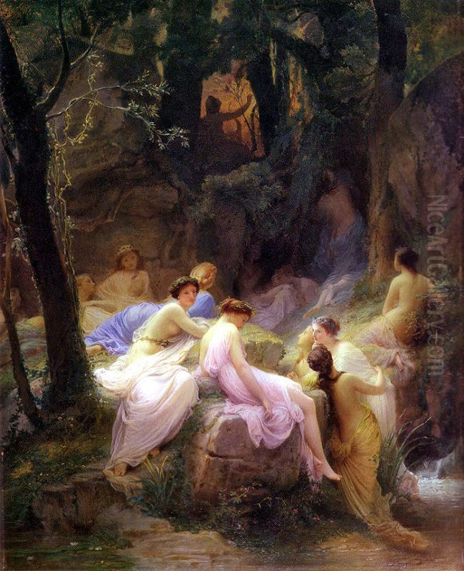 Nymphs Listening To The Songs of Orpheus Oil Painting by Charles Jalabert