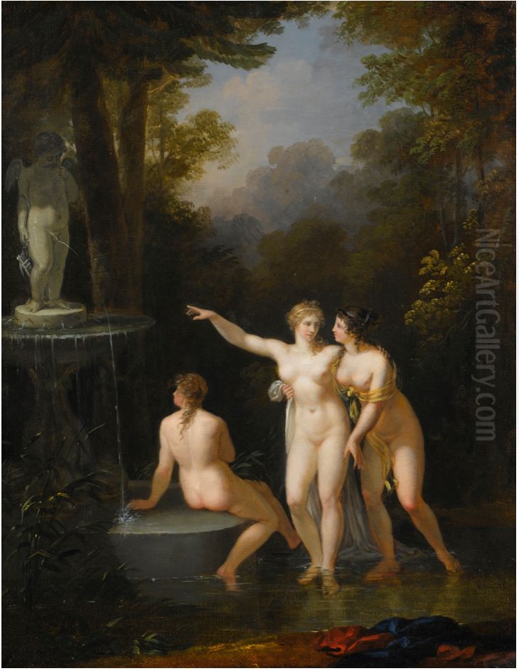 Nymphs Bathing Oil Painting by Jacques-Antoine Vallin