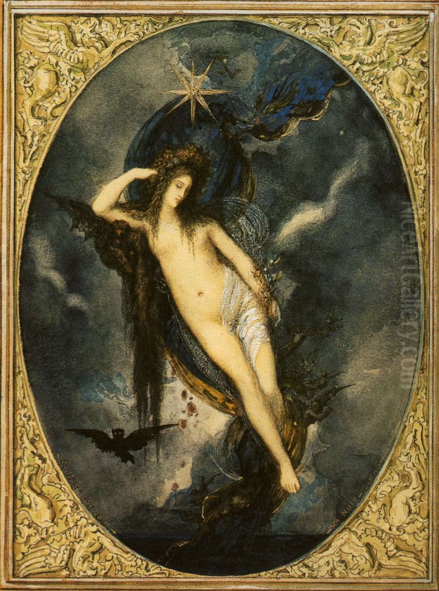 Nyx, Night Goddess Oil Painting by Gustave Moreau