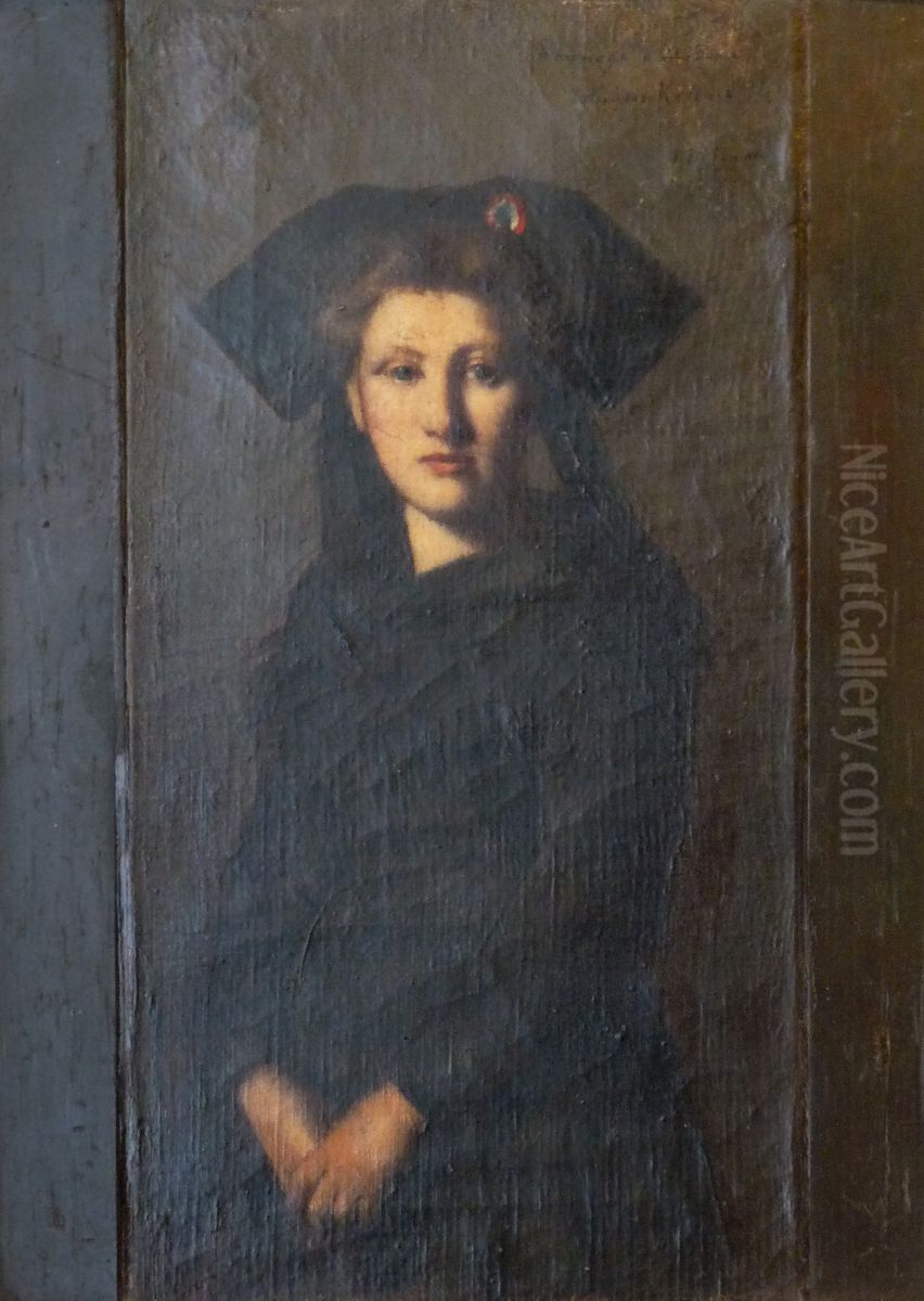 L'Alsace, Elle attend Oil Painting by Jean-Jacques Henner