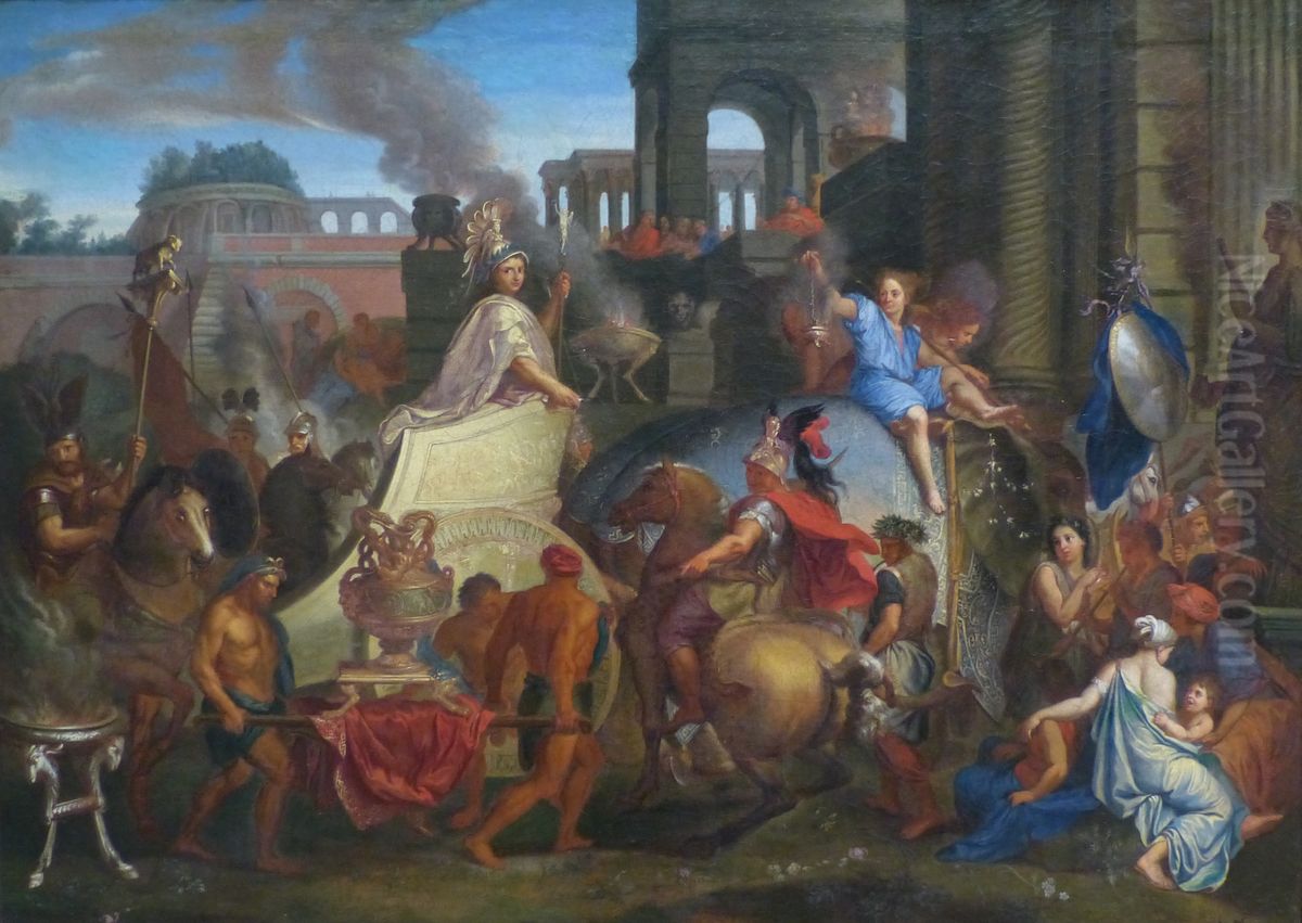 le Triomphe d'Alexandre : Entree d'Alexandre dans Babylone Oil Painting by Charles Le Brun