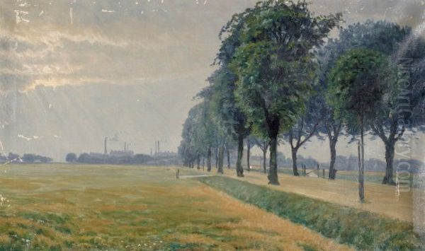 Norre Alle surrounded by Norrefaelled and with Norrebro in the distance outside Copenhagen, Denmark Oil Painting by Albert Wang