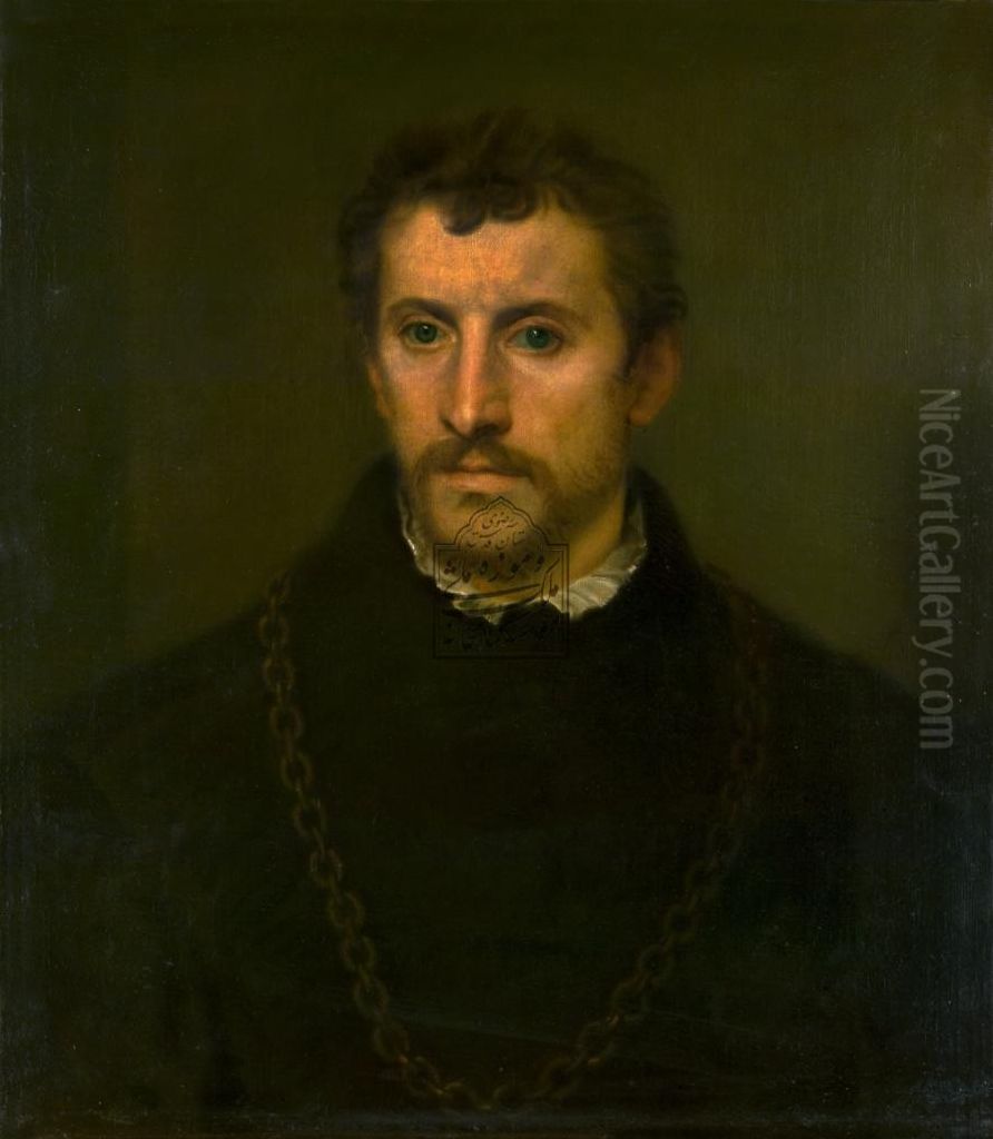 prtrh mrd jwan anglysy Oil Painting by Kamal-ol-molk