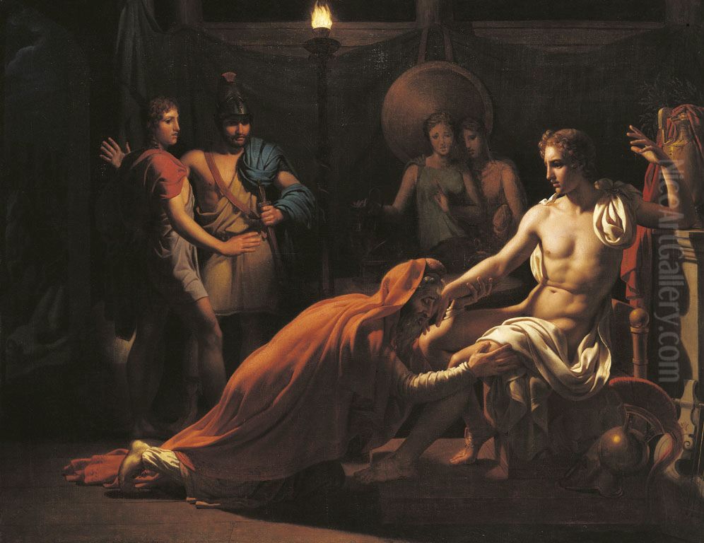Priam at the feet of Achilles Oil Painting by Jerome-Martin Langlois