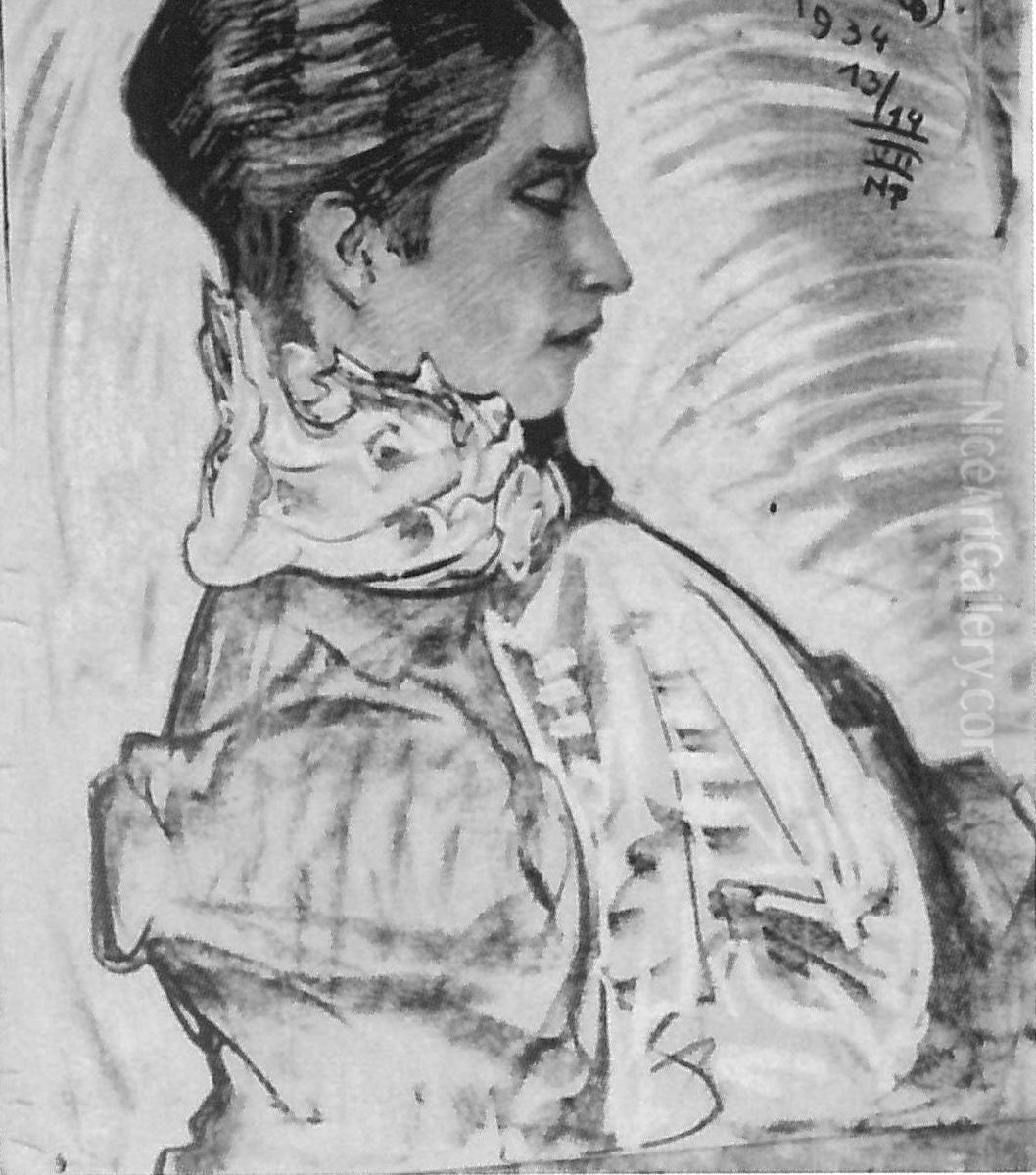 Portret Marii Gertnerowny-Bialynickiej-Birula Oil Painting by Stanislaw Ignacy Witkiewicz (Witkacy)